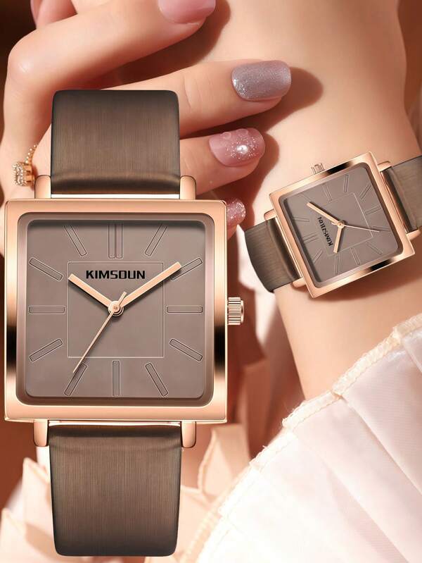 Novo relógio de quartzo feminino da moda. Relógio feminino luxuoso e elegante com mostrador quadrado, presente para namorada ou amiga, presente de Natal