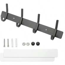 Wall Hooks 4 Tri Hangers Vertical Metal Rack Wall Mount For Coat Towel Hat Jacket Backpack Bag Black - 黑色 - 查看 1