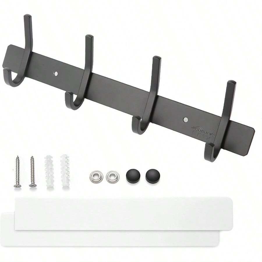 Wall Hooks 4 Tri Hangers Vertical Metal Rack Wall Mount For Coat Towel Hat Jacket Backpack Bag Black - 黑色 - 查看 1