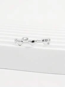 1 pieza Elegante anillo de plata de ley 925 con forma de corazón ajustable, minimalista y clásico, regalo de joyería para mujeres, accesorio chic para fiestas