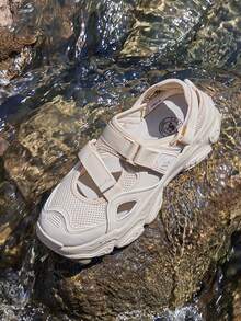 CAMEL CROWN Sandale sport casual pentru femei, sandale Mary Jane sport de primăvară/vară, respirabile, confortabile, ușoare, antiderapante, curea cu velcro, pantofi de plajă pentru timpul liber - Bej deschis - Vizualizare 7