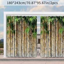 2 Stück Bambusgewebter Außenvorhang, Blumen- und Pflanzenmuster, atmungsaktiver Sichtschutzvorhang für Terrasse, Garten, Flur, Balkon, Terasse, Innenfenster, Türvorhang