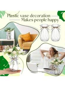 5 pièces/10 pièces Vases en plastique de style diamant de haute qualité, artisanat floral en verre transparent adapté pour divers bouquets de fleurs DIY et décoration, pour les fêtes et la décoration d'intérieur, idéal pour les tables, les tables de mariage, les décorations de fête