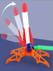 2025 新品 - 儿童火箭发射器玩具 - 连续射击设计，配有 1 个发射器和 3 个泡沫火箭 - 适合互动游戏 - 儿童娱乐玩具 - 室内外玩具 - 生日礼物 - 复活节礼物 - 节日礼物 - 完美礼物 - 彩色 - 查看 4