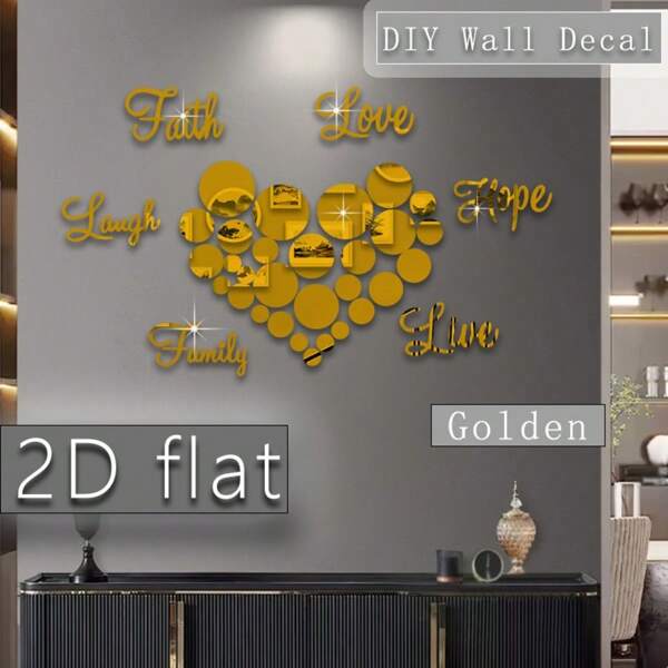 29 pezzi Dischi rotondi e lettere: "Fede", "Amore", "Sorriso", "Vita", "Speranza", "Famiglia" Adesivo da parete in acrilico, decorazione per la casa - decorazione da parete in vinile per il soggiorno fai-da-te, decorazione rimovibile per la casa, dischi e lettere rotondi, decorazione da parete, adesivi da parete, adesivi