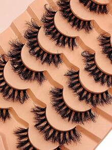 Asiteo 7 Pairs D Curl Luxurious Fluffy Volume Dramatic Messy Faux Mink False Lashes Reusable, Soft, Comfortable Strip Lashes, Lashes, Eyelashes, Fake Lashes - 俄羅斯假睫毛 - 查看 12