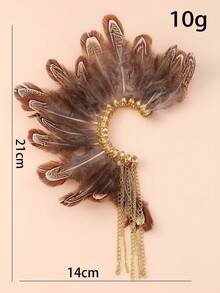 1pc Retro Feather Tassel Earrings, Bohemian European & American Fashion Creative Earrings