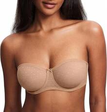 DOBREVA Women's Mesh Strapless Bra Sheer Unlined See Through Underwire Bras Plus Size - Natural - View 2