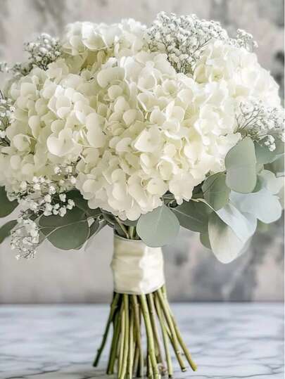 45pcs/25pcs/1pack Artificial Hydrangea Flowers, White Fake Hydrangea Flowers With Stems, Suitable For Home Wedding Party Decor, Wreath Decor, Bridal Bouquet, DIY Floral Arrangement, Mother's Day, Birthday Gift