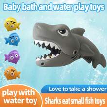 1pc Shark Themed Bath Toy Set - Interactive Educational Bath Toy With Random Colors, Creative Designs, And Fun Feeding Action, Suitable For Infant & Toddler Bathing