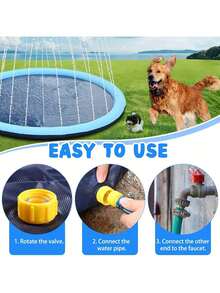 1pc Extra Large Dog Pool Splash Pad - Heavy Duty PVC Pet SwimmingPool Heavy Duty Outdoor Wading Pool With Anti-Slip Design|Summer Pet Bathing & Summer Swimming Pool Play Essential - Multicolor - View 3