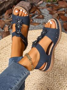 Sandalias romanas de estilo casual de talla grande 2025 con punta abierta, mujeres, sandalias planas con correa de gancho y bucle y punta abierta