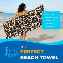 1pc Bohemian Floral Beach Towel, Super Soft Fiber Extra Large Beach Blanket, Highly Absorbent Bath Towel, Suitable For Travel, Swimming Pool, Snorkeling, Surfing, Yoga, Camping, Available In Adult And Children Sizes, Beach Accessory Beach Essentials - Multicolor - View 9