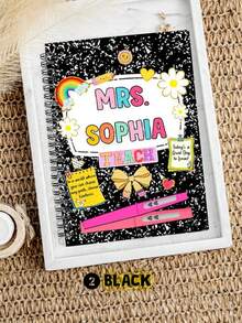 Cuaderno personalizado con espiral, escala horizontal y líneas para maestros, regalo de aprecio a maestros, regalo de regreso a clases, regalo del Día del Maestro, expresión de gratitud a maestros, útiles escolares, regreso a clases, útiles escolares con dibujos animados, kawaii, personalizado, único, personalizado, trabajadores, clientes, estudiantes, para negocios/trabajo/oficina, para la escuela - Multicolor - Ver 15