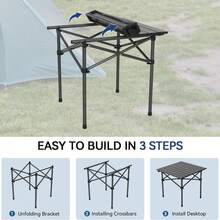 1 Bàn cắm trại ngoài trời gấp gọn bằng hợp kim nhôm, bề mặt bền, chân bàn hình chữ X chắc chắn và bền bỉ, thích hợp cho các hoạt động phiêu lưu ngoài trời như bãi biển, dã ngoại, câu cá, đi bộ đường dài, phụ kiện cắm trại, dụng cụ dã ngoại, thiết kế dây đeo thời trang, chắc chắn và bền bỉ, bàn cuộn trứng, bàn quầy hàng chợ đêm buổi sáng, dễ dàng cất giữ, có túi đựng, dụng cụ cắm trại - Màu sắc ngẫu nhiên - Xem 8