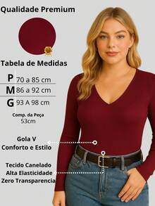 Long Sleeve Winter Blouse V Neck Ribbed Ribbed Simple Casual Everyday - Burgundy - View 2