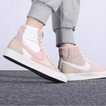 Nike Blazer MID '77 Women's Velvet Candy High Top Trail Blazer Lightweight Sneakers Casual Shoes Pink Plus Velvet - Pink - View 5