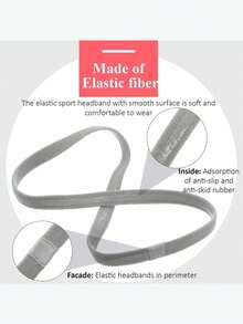 4 件弹性防滑吸汗运动头带，男士度假配饰，足球头带，男士配饰 - 灰色 - 查看 5