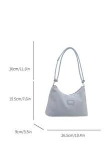 Bolso de hombro de gran capacidad, resistente a las arrugas, de unicolor y con rayas frescas, para el verano de 2025 - Azul - Ver 5