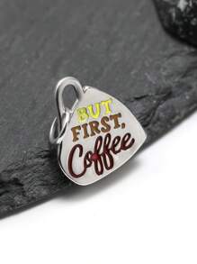1 pièce Charme en argent sterling 925 simple et unique "mais d'abord le café", émail, pendentif DIY. Cadeau de bijoux délicat pour femmes ou hommes