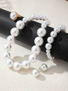 1 Set Elegant Beaded Necklace, Bracelet, Earrings, Ring Jewelry Set, Fashionable Design With High-End Style