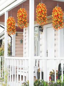 10/6/4/1 pieza Flores colgantes artificiales para exteriores, mezcla de seda de color, campanilla de la mañana naranja y amarilla, adecuada para bodas, hogar, oficina, decoración de jardín, flores artificiales con hojas de eucalipto, plantas colgantes realistas resistentes a los rayos UV, adecuadas para decoración de otoño, decoración de Acción de Gracias, arco de boda, pared, jardín, dormitorio, exterior, oficina, decoración de fiesta