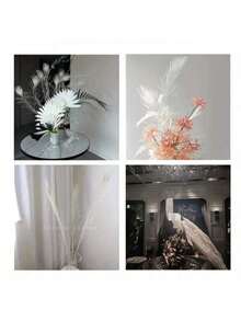 5 件逼真的人造孔雀羽毛，适用于 DIY 工艺品、优雅的家居装饰、派对和婚礼装饰、节日场合，手工细节，塑料材质，非常适合卧室、客厅或浴室装饰，孔雀装饰 - 白色 - 查看 7