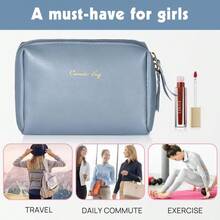 Topwey Makeup Bag, Travel Essentials Cosmetic Bags For Women, Waterproof Portable Pouch Travel Toiletry Bag With Divider (Darkcyan, Small) - Darkcyan - View 7