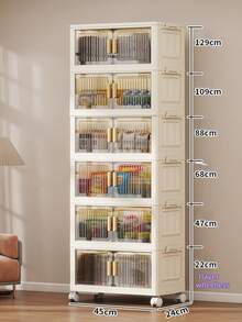 1 件 45 厘米/17.7 英寸宽折叠透明收纳柜，多层设计，方便安装和存放。它是一款收纳柜，可用于存放玩具、零食、衣物、书籍、杂物，以及客厅厨房收纳柜。