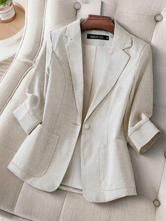 HOMEYEE 女士时尚单排扣西装外套，商务优雅专业复古休闲外套，加大码