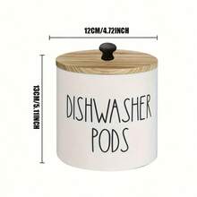1pc Round Dishwasher Pod Holder, Dishwasher Tablet Container Storage For Kitchen Decor And Accessories, Wood Laundry Detergent Pods Container With Lid, Kitchen Storage Container For Laundry Pods - Multicolor - View 2