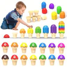 儿童冰淇淋计数和颜色分类套装堆叠玩具、ABC 学习套装、数字数学游戏学习玩具礼物、学龄前幼儿园学习活动精细运动技能玩具