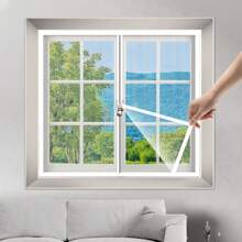Selbstklebender Reißverschluss Fenster Fliegengitter - Mückenschutz, lichttransparent, aus weißem Polyester, verschiedene Größen, leicht abwaschbar, schnurlos Design für Schlafzimmer & Wohnbereiche Selbstklebender Reißverschluss Fenster Fliegengitter Mückennetz, weiß, einfach zu installieren, verschiedene Größen, Polyestergitter Stoff, transparentes Innenleben-Design, einfach zu installierende Abschirmung, transparentes Gitter Design Raumdekoration Wohndekoration Wohnzimmerdekoration Vorhänge
