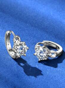 XUJIA 1 Paar Moissanit Creolen Ohrringe für Frauen 925 Sterling Silber Kreolen Ohrringe 6,5mm rund geschliffen 1CT Moissanit Ohrringe, Damen Ohrringe, Einfach und Klassisch, 925 Silber Ohrringe, Schmuckgeschenke mit GRA Zertifikat
