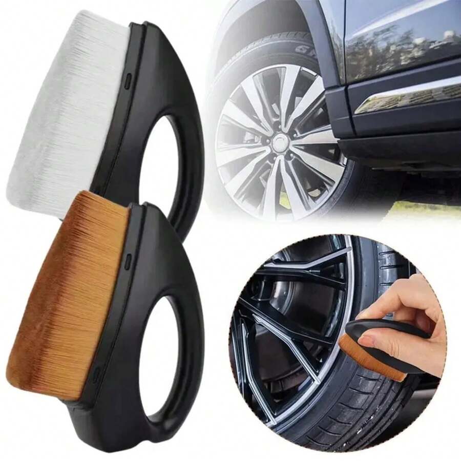 cepillo para detalles de neumáticos de coche, aplicador de brillo de neumáticos de fibra sintética, limpiador de neumáticos portátil, herramienta de limpieza Interior de coche FRL9