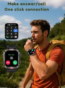 EFFEOKKI Effeokki Rugged Smart Watch For Men With Wireless Calling, 2.01 Inch IPS Display, 100+ Sports Modes, Fitness Tracker, Altitude Air Pressure, Compass, LED Flashlight, IP68 Waterproof, Compatible With IPhone & Android For Outdoor & Adventure