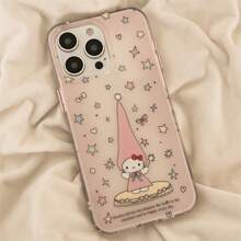 Sanrio Funda para teléfono compatible con iPhone 16, de concha única con degradado rosa en forma de estrella, adecuada para gatos, de doble capa para iPhone 15 Pro Max, nueva funda antideslizante de 14 Pro Max para mujeres con iPhone 13 Pro, de armazón duro