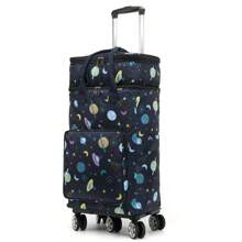 110 Lbs Capacity All-Terrain Soft Wheel Foldable Multipurpose Hand Truck With Detachable Bag And Bicycle Pattern Design - Portable Folding Shopping Cart For Shopping, Moving, Gardening, Sturdy Handle Structure