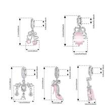 WOSTU 1 pieza Colgante lindo de lazo de plata de ley 925, colgante de tacones altos de cerezo rosa, colgante adorable para mujer, apto para collar, pulsera, joyería de moda, regalo