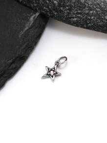 1 pieza Simple y único colgante de plata esterlina 925 con estrella brillante y piedra natal. Regalo de joyería delicada para mujeres u hombres