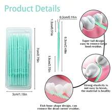 Palillos para los dientes con cepillo por ambos lados y hilo dental, paquete portátil desechable de 40 unidades * 2 paquetes - como en la foto - Ver 2