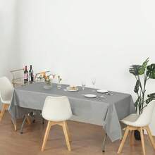 (12-Pack Heavy Duty Plastic Table Covers Tablecloth (Reusable) (Rectangle 54" X 108", Silver) - Silver - View 7