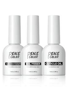 peacecolor 2/3/4pcs 10ml/15ml Nail Cuticle Oil & Dehydrator Set, Nail Strengthening Oil & Gel Polish Base Coat Set, Suitable For Beginners To Use At Home Or Nail Salon DIY - Multicolor - View 4