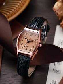 1 pieza/Set Reloj de mujer de cuarzo con diseño minimalista y creativo con forma de barril de vino y escala romana
