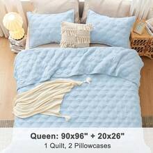 Size Quilt Bedding Set Teal - Full Lightweight Comforter Bedspreads & Coverlets Turquoise - Bedding Cover Bed Decor All Season - 3 Pieces (1 Quilt, 2 Pillowcases) - 藍色 - 查看 7