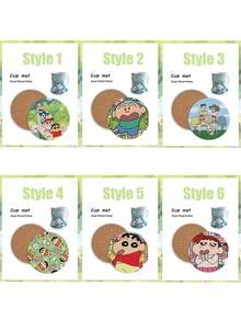 CRAYON SHINCHAN 蜡笔小新动漫周边圆形杯垫创意可爱隔热陶瓷水杯防滑垫