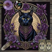 1pc Gothic Art Witchcraft Altar Cloth, Mysterious Tarot Mat, Wiccan Occult Tarot Table Cloth, Witch Supplies, Divination Game Mat - Purple - View 4