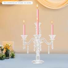 Crystal Candle Holder, Elegant 5-Arm Crystal Candelabra Candlestick Candle Holder, Multifunctional Tabletop Decoration Centerpiece For Home, Wedding, Event, Party, Festival (Clear) - Clear - View 5