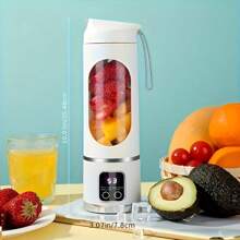 1pc Portable USB Rechargeable Blender & Juicer - 1500mAh Long-Lasting Battery, Easy To Clean, Suitable For Fruit, Vegetable Drinks, Smoothies - Capacity 10.14oz To 16.91oz