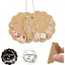 Custom Gift Tags Personalized Tags For Favors Customized Gifts Wrapping Labels Wedding Items Birthday Party Favors Crafts Tag Thick Kraft Paper Hang Tags With String Flower Shape - FlowerShape - View 4
